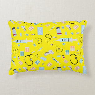 Healthcare Physician Medical Supplies Pattern Accent Pillow