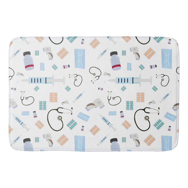 Healthcare Physician Medical Supplies Pattern Bath Mat (Front)