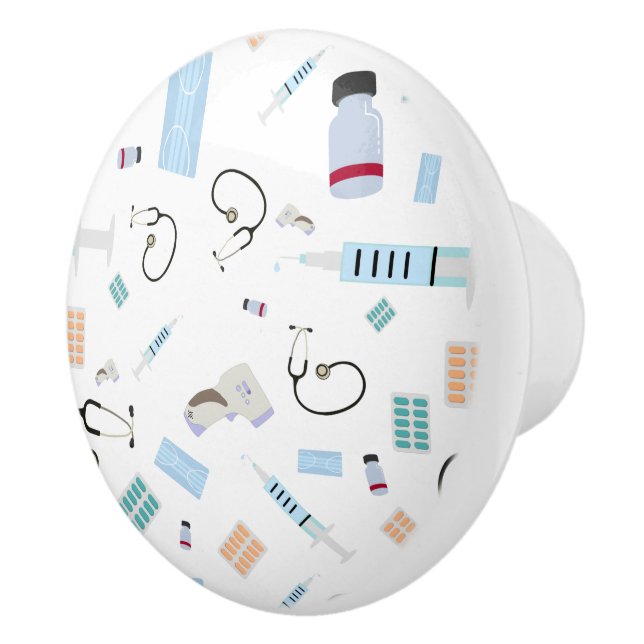 Healthcare Physician Medical Supplies Pattern Ceramic Knob (Right)