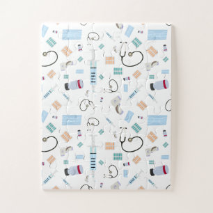 Healthcare Physician Medical Supplies Pattern Jigsaw Puzzle