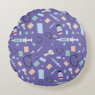 Healthcare Physician Medical Supplies Pattern Round Pillow