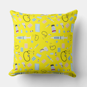 Healthcare Physician Medical Supplies Pattern Throw Pillow
