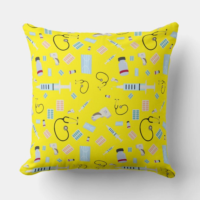 Healthcare Physician Medical Supplies Pattern Throw Pillow (Front)