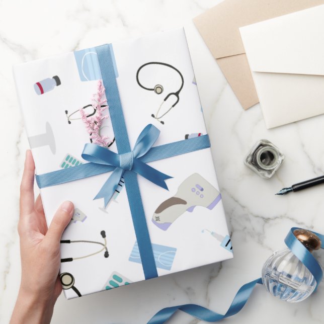 Healthcare Physician Medical Supplies Pattern Wrapping Paper (Gifting)