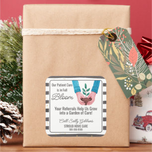 healthcare plant care in bloom carer referral  square sticker