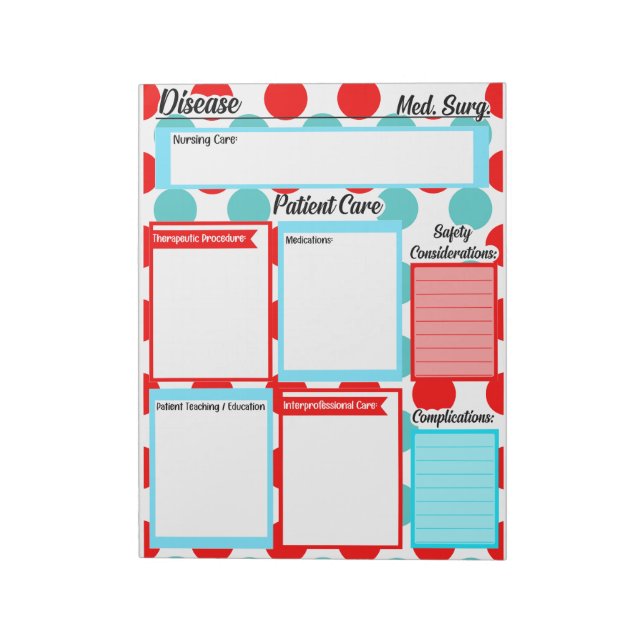 Healthcare Student Medical Surgical Template Notepad (Rotated)