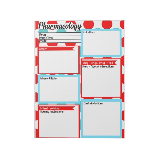 Healthcare Student Pharmacology Template Notepad (Rotated)