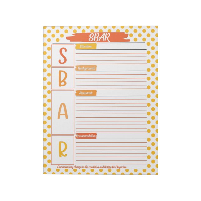 Healthcare Student SBAR Template Notepad (Rotated)