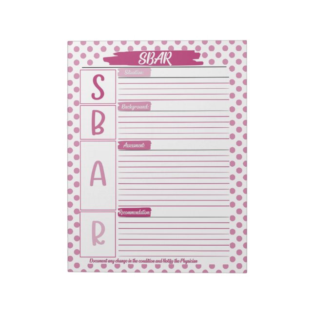 Healthcare Student SBAR Template Notepad (Rotated)