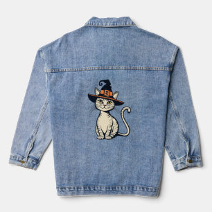 Healthcare Whiskers One Spooky Nurse Cat Design  Denim Jacket