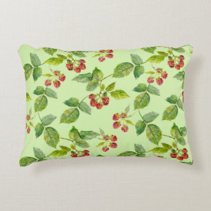 Healthy Berry: Raspberry Seamless Background. Accent Pillow