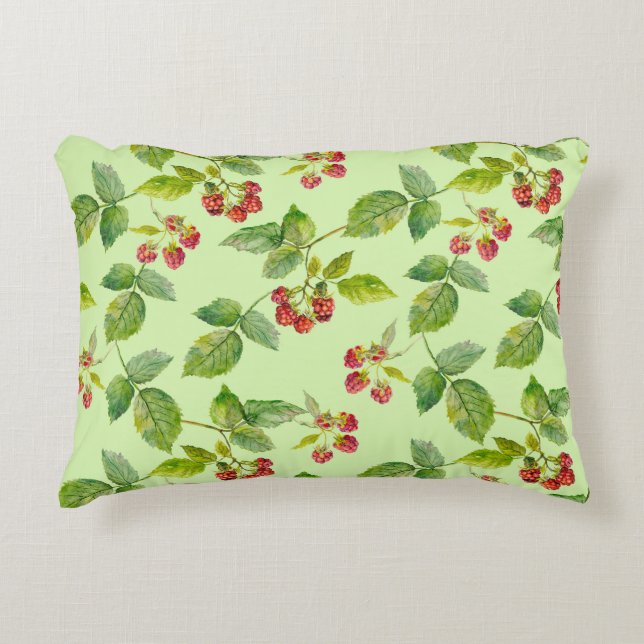Healthy Berry: Raspberry Seamless Background. Accent Pillow (Front)