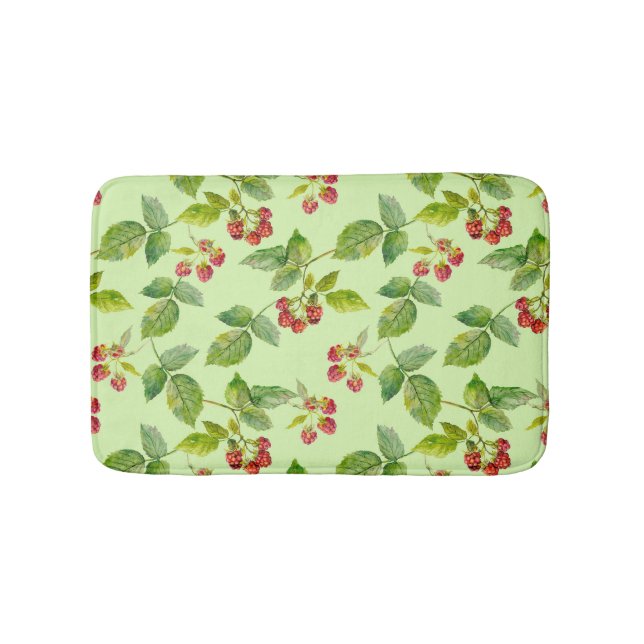 Healthy Berry: Raspberry Seamless Background. Bath Mat (Front)