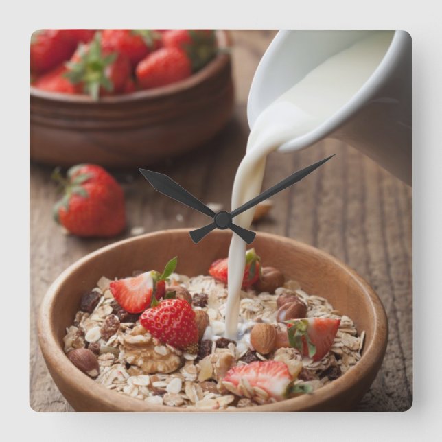 Healthy breakfast square wall clock (Front)