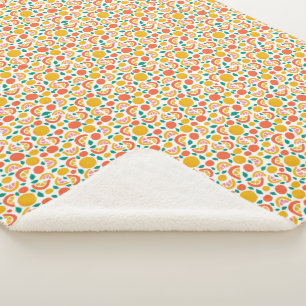 Healthy Citrus Orange Grapefruit Pattern Sherpa Blanket