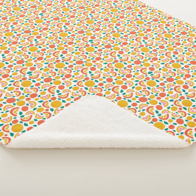 Healthy Citrus Orange Grapefruit Pattern Sherpa Blanket (3/4)