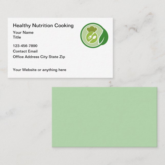 Healthy Cooking And Nutrition Theme Business Card (Front/Back)