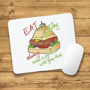 Healthy eating burger pyramid mouse pad