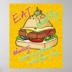Healthy eating burger pyramid poster