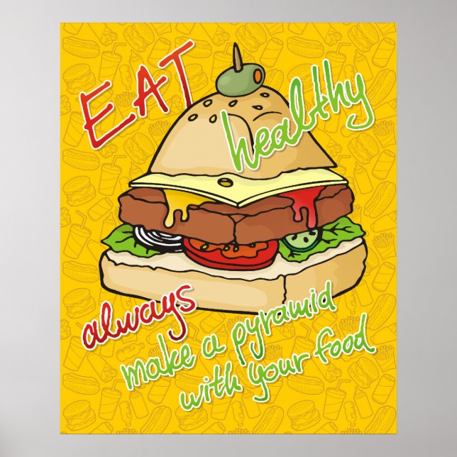 Healthy eating burger pyramid poster (Front)