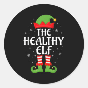 Healthy Elf Xmas Family Matching Elf Squad Christm Classic Round Sticker