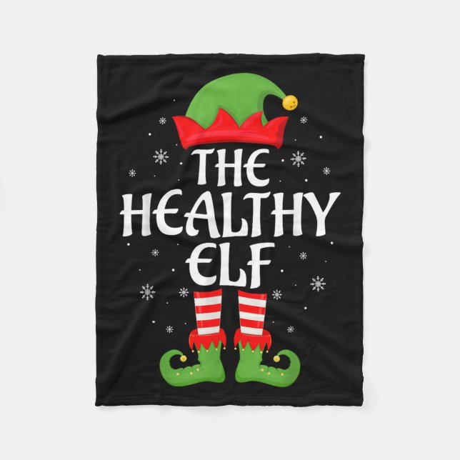 Healthy Elf Xmas Family Matching Elf Squad Christm Fleece Blanket (Front)