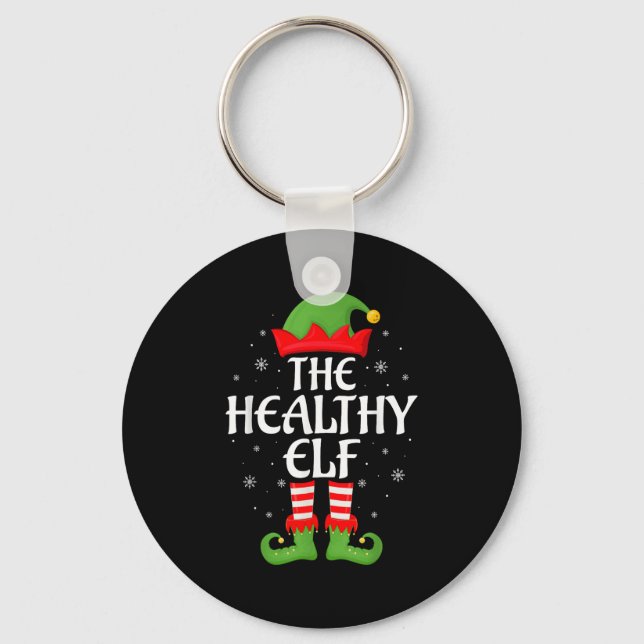 Healthy Elf Xmas Family Matching Elf Squad Christm Keychain (Front)