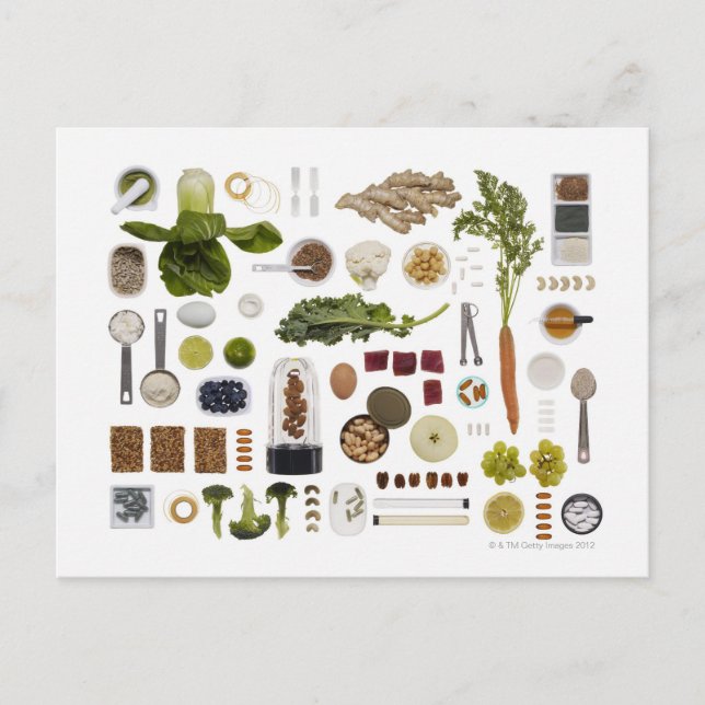 Healthy food grid on a white background. postcard (Front)
