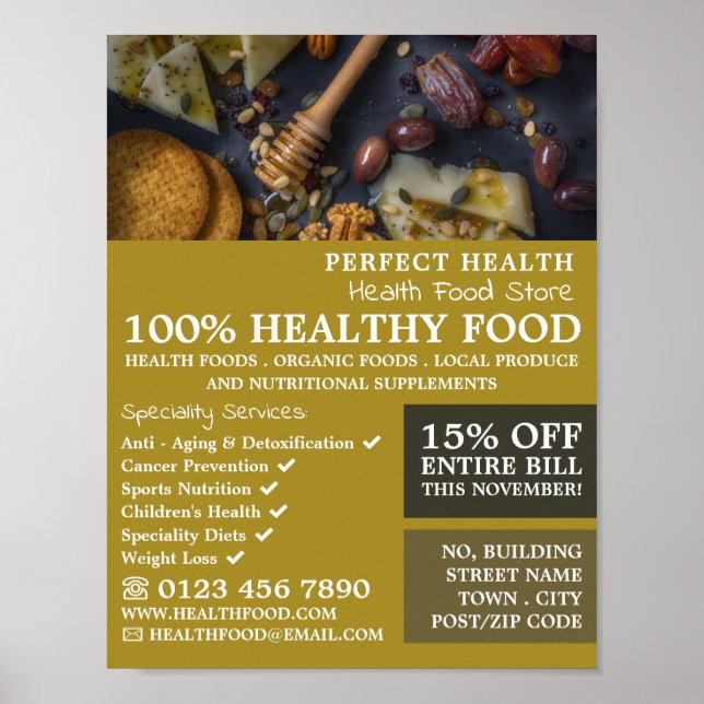 Healthy Food, Health Food Store Advertising Poster (Front)
