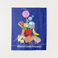 Healthy food pyramid funny cartoon illustration