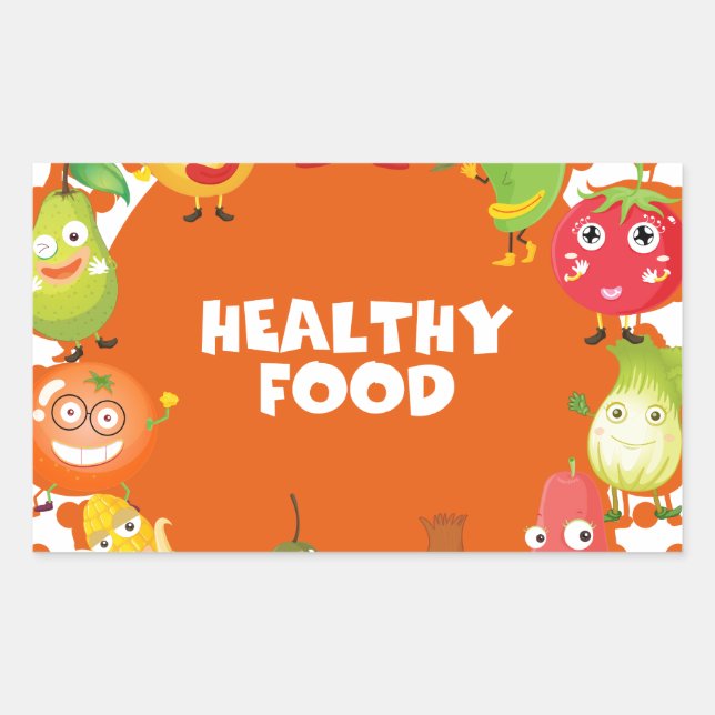 Healthy food theme with fruits and vegetables sticker (Front)