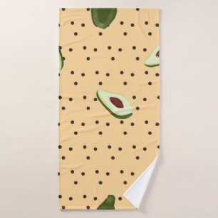 Healthy foods. Seamless avocado pattern, avocado Bath Towel