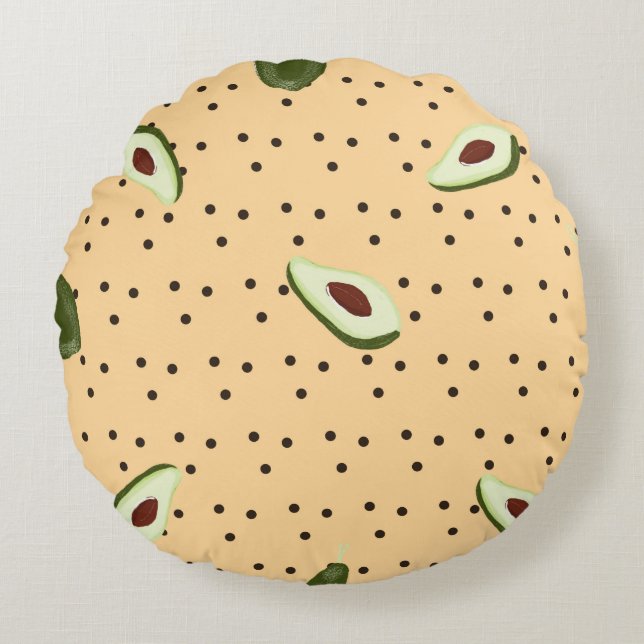 Healthy foods. Seamless avocado pattern,  avocado  Round Pillow (Front)