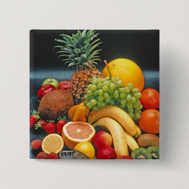 healthy fruit 2 inch square button (Front)