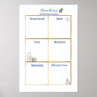 Healthy Happy Growing Vision Board  Poster