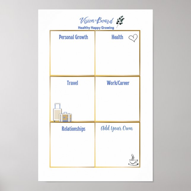 Healthy Happy Growing Vision Board  Poster (Front)
