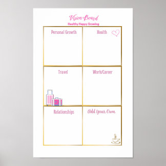 Healthy Happy Inspiring Vision Board  Poster
