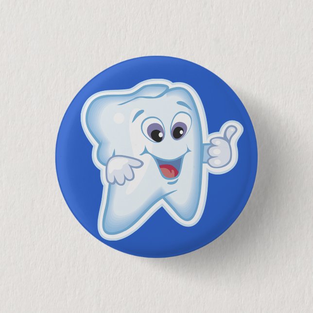 Healthy Happy Tooth 1 Inch Round Button (Front)