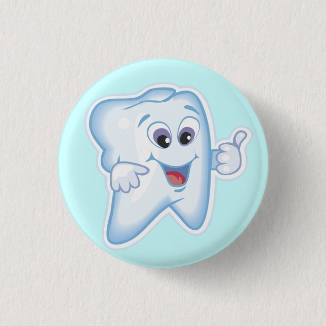 Healthy Happy Tooth 1 Inch Round Button (Front)