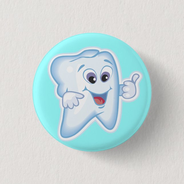 Healthy Happy Tooth 1 Inch Round Button (Front)