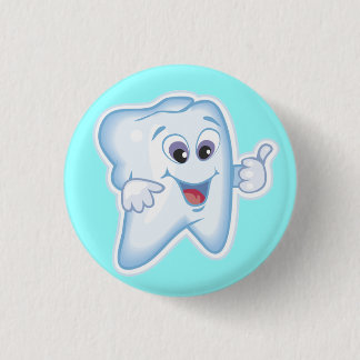 Healthy Happy Tooth 1 Inch Round Button