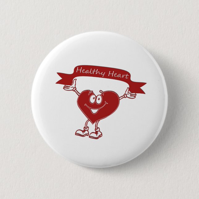 Healthy Heart man  awareness symbol cardiology 2 Inch Round Button (Front)