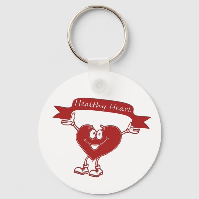 Healthy Heart man  awareness symbol cardiology Keychain (Front)
