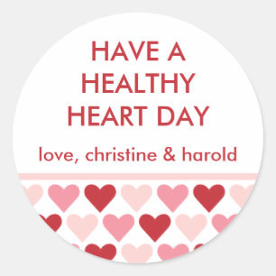 Healthy heart red Valentine's day custom message Classic Round Sticker