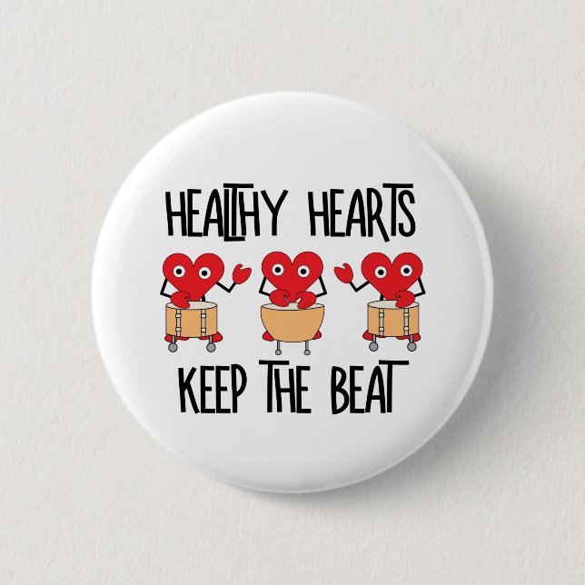 Healthy Hearts 2 Inch Round Button (Front)