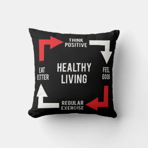 Healthy Living Diagram - Fitness Motivational Throw Pillow