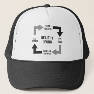Healthy Living Diagram - Fitness Motivational Trucker Hat