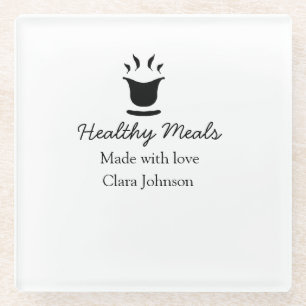 Healthy meals with love add name restaurant place glass coaster