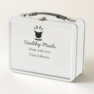 Healthy meals with love add name restaurant place metal lunch box