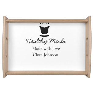 Healthy meals with love add name restaurant place  serving tray